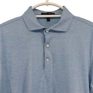 Southern Point Co Light Blue Heathered Short Sleeve Polo Shirt Dog Logo Size M
